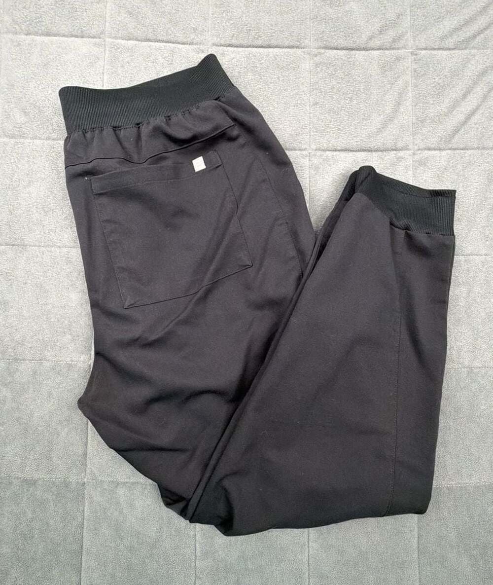 Fabletics Black Rib-Waist Track Joggers